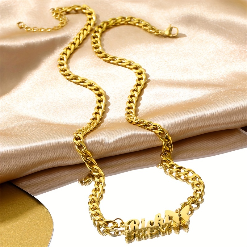 Women's Customized Name Butterfly Hip-Hop Letter Necklace